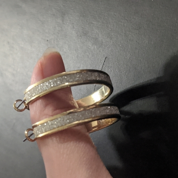 Gold Tone And Silver Sparkle Hoop Statement Earrings - Picture 1 of 2